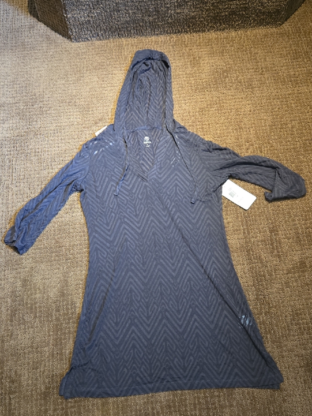 NWT Marika Balance Collection Hooded Cover Up Grey "Burnout" Fabric